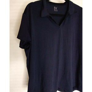 X Women's Plus Size 2XL Regna Navy Blue Summer Casual V-Neck Top